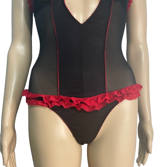 H&M sexy red/black teddy lingerie one piece body suit size small corset - Picture 4 of 8